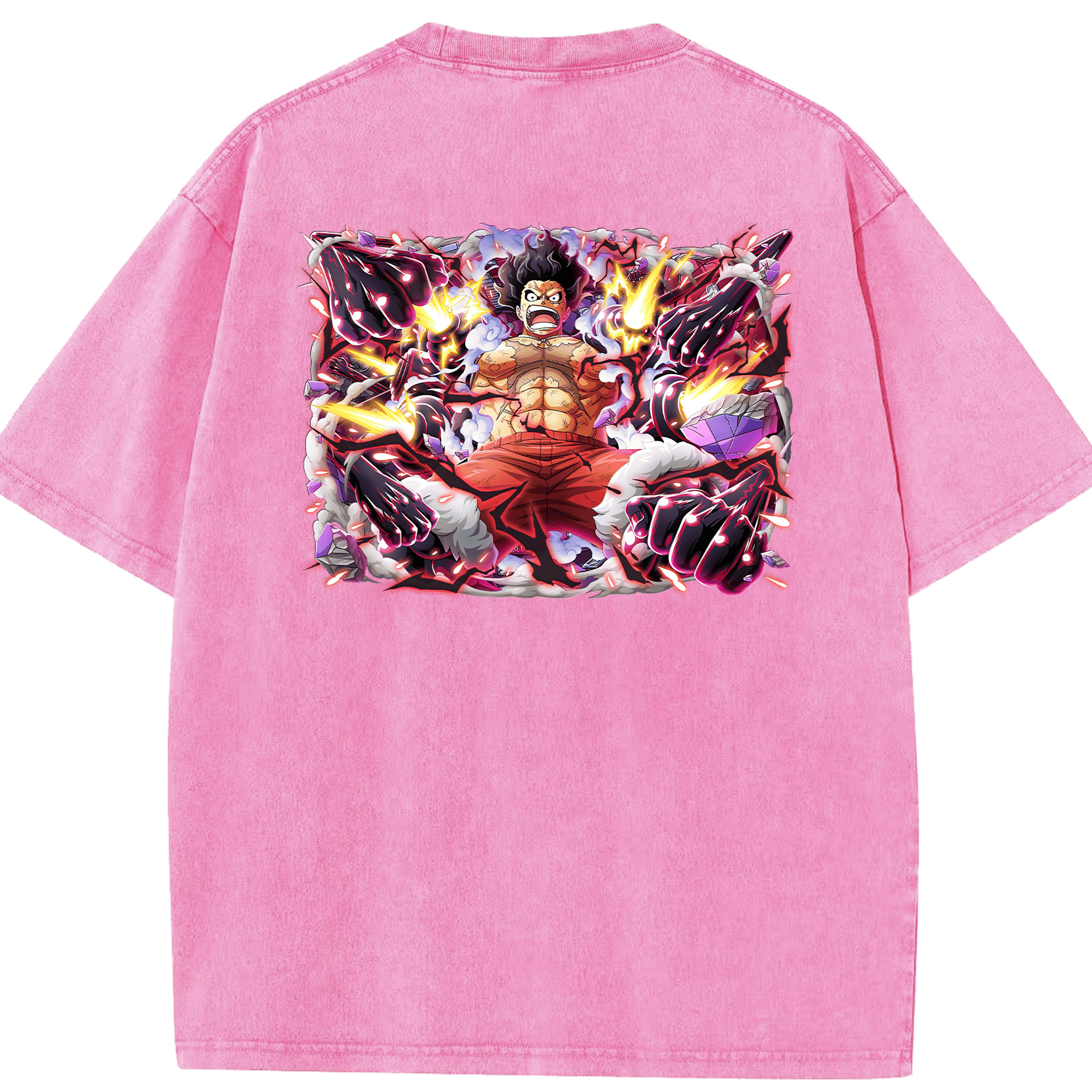 ワンピース モンキー・D・ルフィ ONE PIECE Monkey D. Luffy 綿100% ヴィンテージ風 半袖Tシャツ（背面プリント）